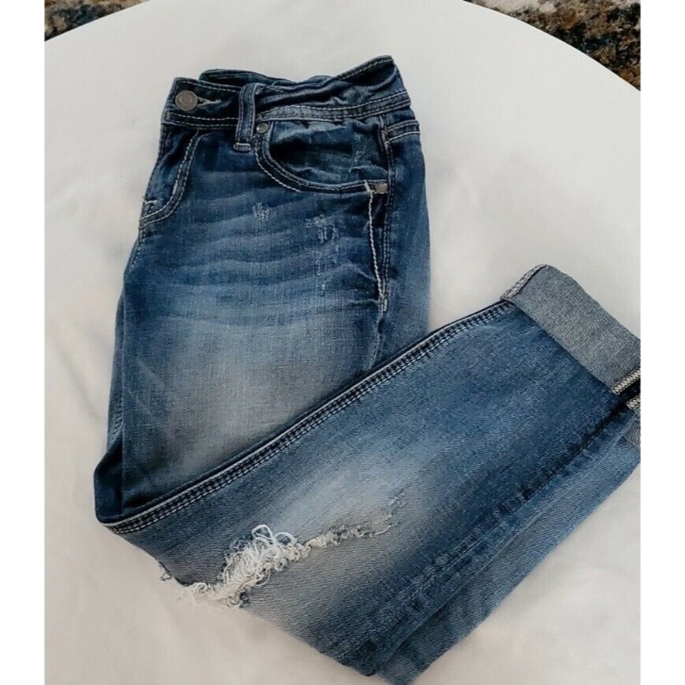 Miss Me Womens Low Rise Signature Ankle Skinny Jeans Distress Embellished 26X25